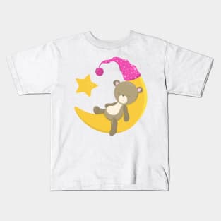 Sleeping Bear, Bear On The Moon, Cute Bear Kids T-Shirt